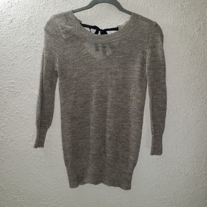J. Crew Beige Sweater Metallic Alpaca Blend Sz XS Pullover Shirt Silk Ribbon Tie